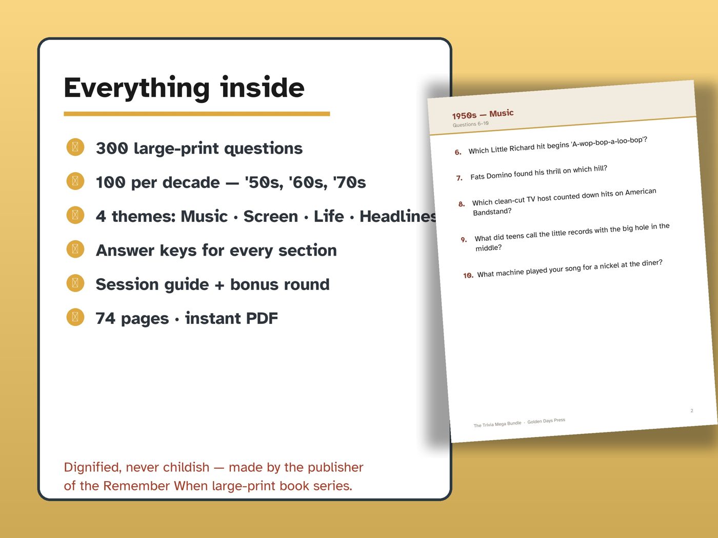 What's inside a trivia pack
